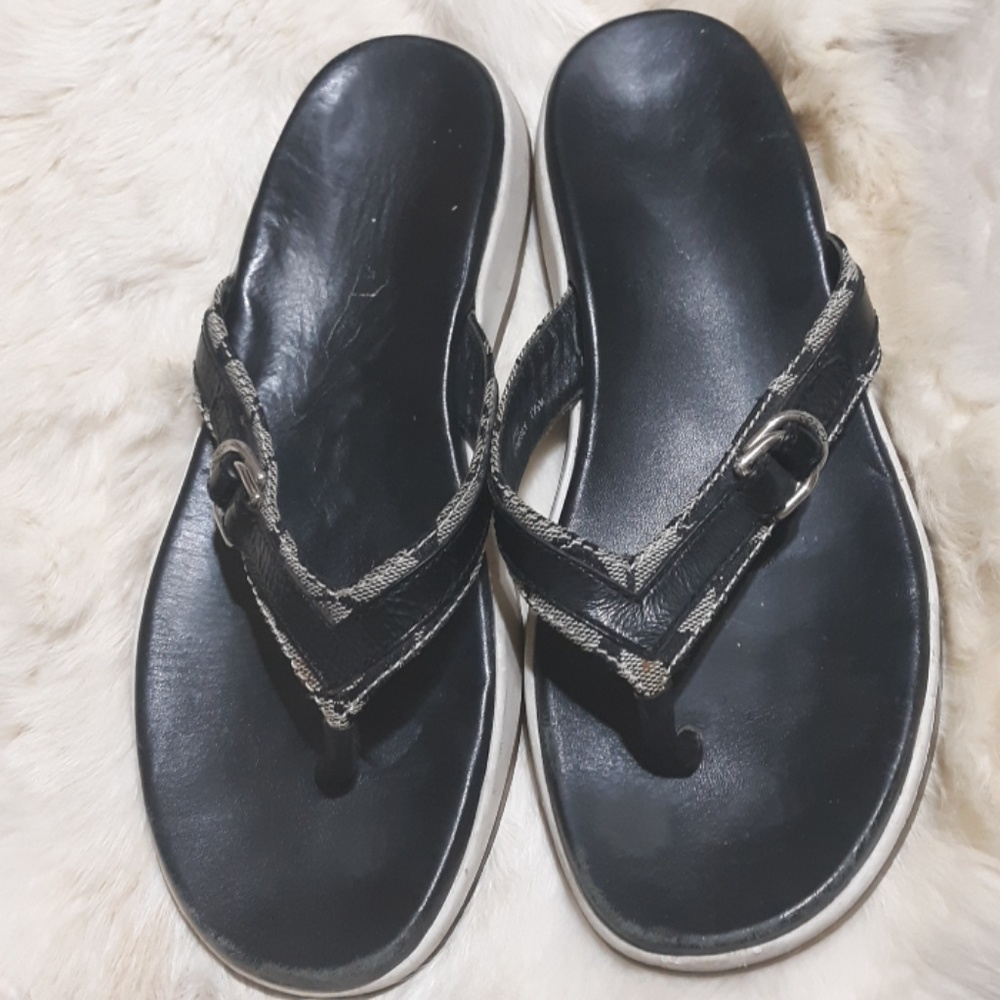 Coach Lindsey Signature Pewter Flip Flop Sandals